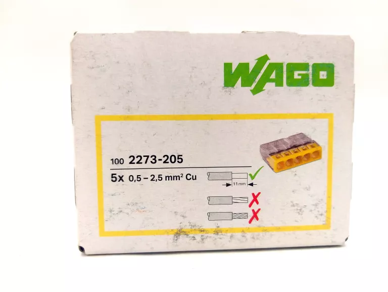 WAGO 2273-205 SZYBKOZŁĄCZKA ZŁĄCZKA KOSTKA DO DRUTU 5X0,5-2,5MM2 100SZT