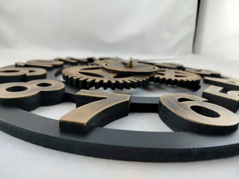 DREWNIANY ZEGAR ŚCIENNY LOFT KOŁA ZĘBATE 40CM