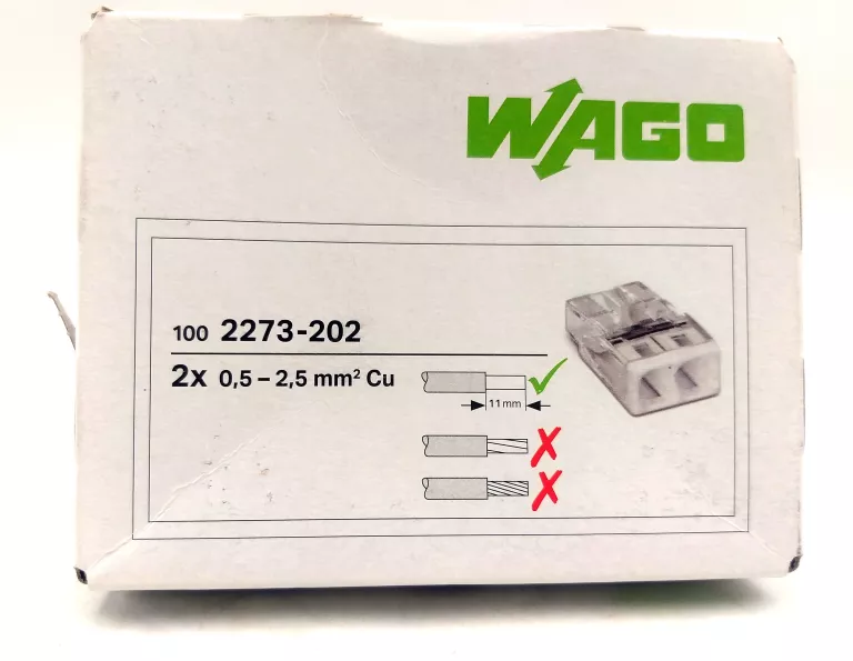 WAGO SZYBKOZŁĄCZKA 2X0,5-2,5MM2 2273-202 100 SZTUK