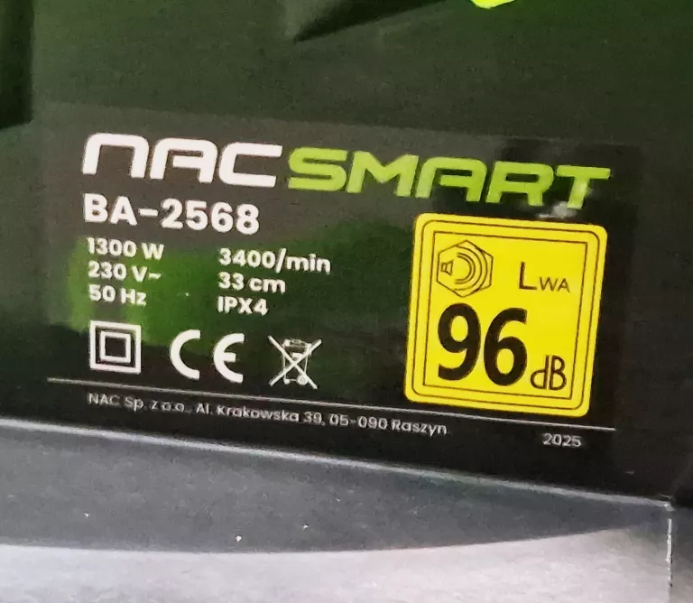 KOSIARKA ELEKTRYCZNA BA-2568 DO TRAWY NAC SMART 1300 W KOMPLET + GWARANCJA