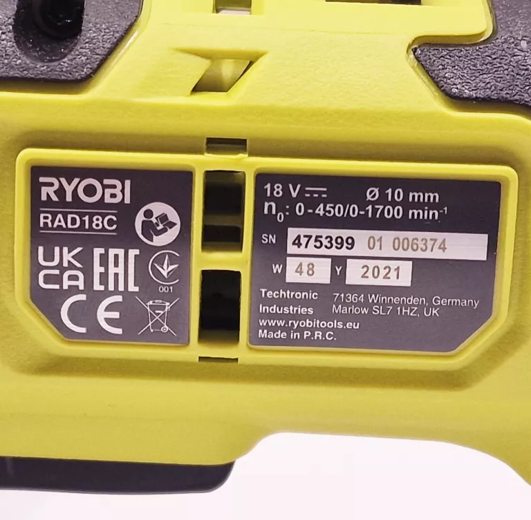 BEZSZCZOTKOWA WIERTARKA KĄTOWA RYOBI ONE+ HP RAD18C