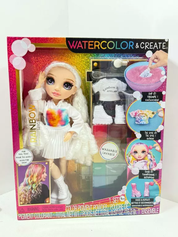 RAINBOW HIGH WATERCOLOR & CREATE LALKA DO MALOWANIA FIOLETOWE OCZY 507581