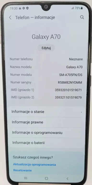 TELEFON SAMSUNG GALAXY A70 128GB USZK. ŁADOWANIE