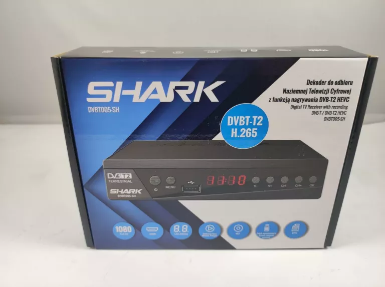 DEKODER DVBT SHARK H.265 DVBT005-SH KOMPLET