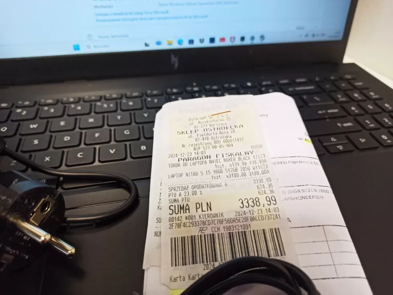 LAPTOP NITRO 5 16 GB ŁADOWARKA PARAGON TORBA
