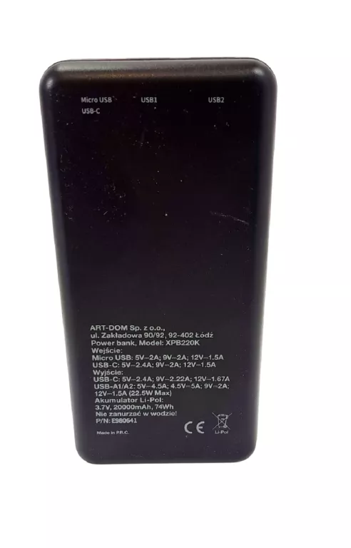 POWERBANK XLINE 20 000 MAH XPB220K CZARNY