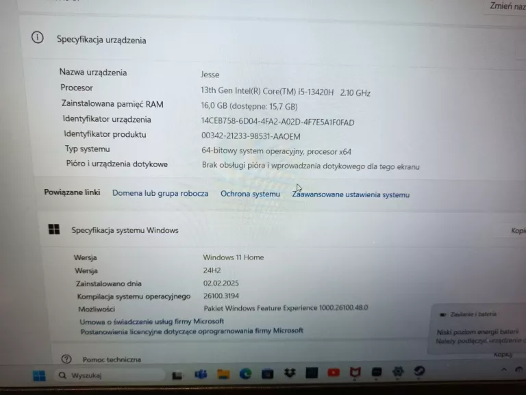 LAPTOP NITRO 5 16 GB ŁADOWARKA PARAGON TORBA