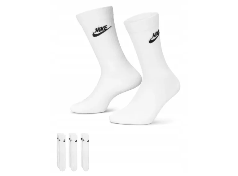 SKARPETY NIKE BIAŁE 3 PAK SKARPETKI ESENTIAL ZA KOSTKĘ DX5025-100 L 42-46