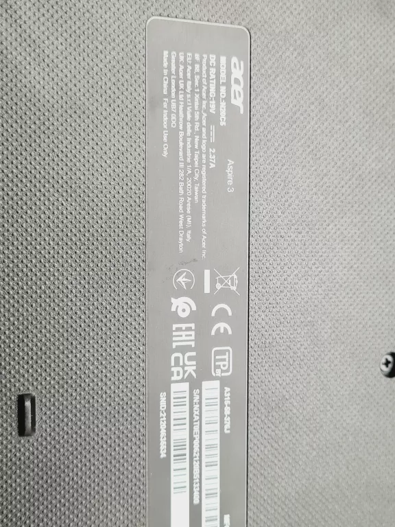 LAPTOP ACER A315-58-376J 15,6 " INTEL CORE I3 8 GB / 256 GB SREBRNY