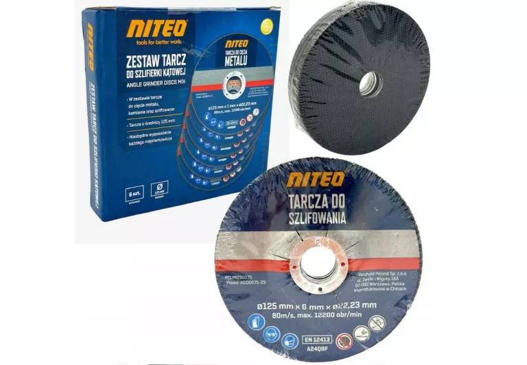 NITEO ZESTAW TARCZ DO SZLIFIERKI KĄTOWEJ 6 SZT 125MM