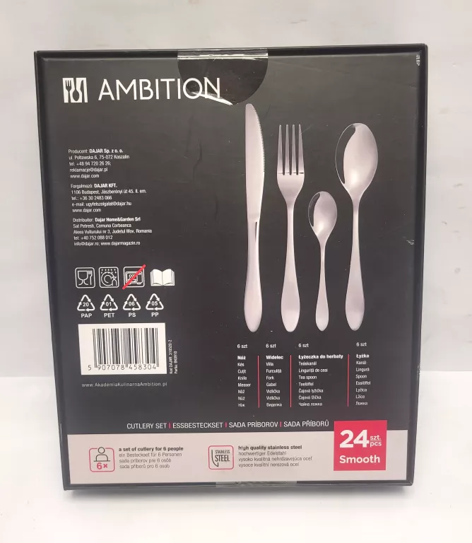 KOMPLET SZTUĆCÓW AMBITION SMOOTH 24 EL. 6 OSÓB