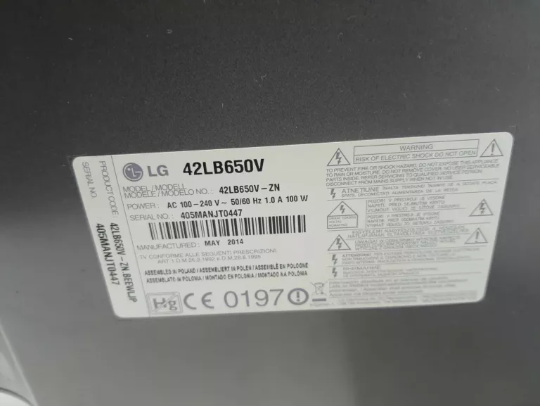 TELEWIZOR SMART LG 42LB650V