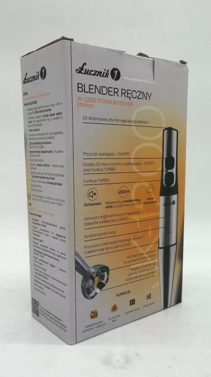 BLENDER RĘCZNY ŁUCZNIK JK-1200 1200 W SREBRNY/SZARY METALOWA KOŃCÓWKA