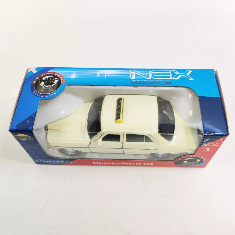 WELLY MERCEDES-BENZ E KLASA W123 BECZKA TAXI 1:34