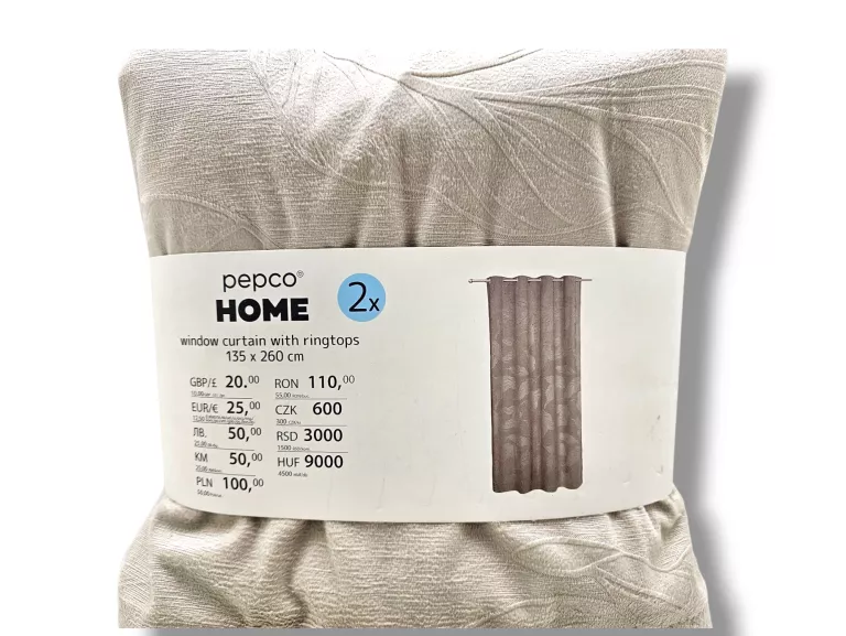 ZASŁONY PEPCO HOME 135X260CM KÓŁKA BEŻOWE