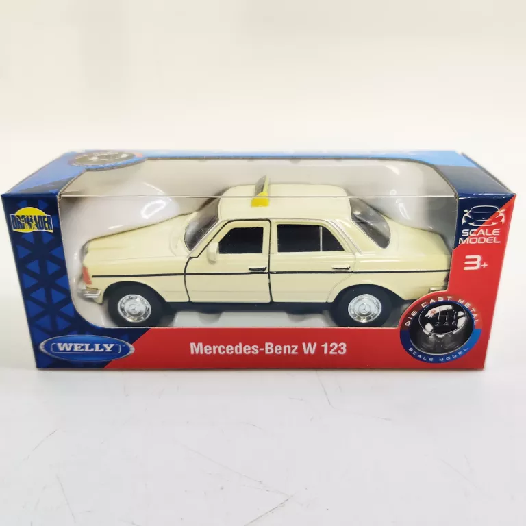 WELLY MERCEDES-BENZ E KLASA W123 BECZKA TAXI 1:34