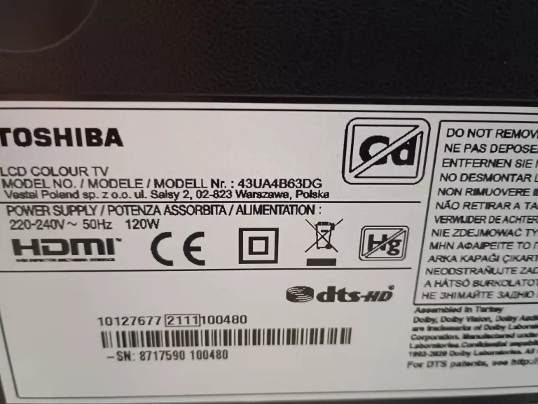 TELEWIZOR LED TOSHIBA 43UA4B63DG 43 CALE