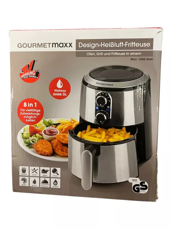 FRYTKOWNICA BEZTŁUSZCZOWA GOURMETMAXX SREBRNA
