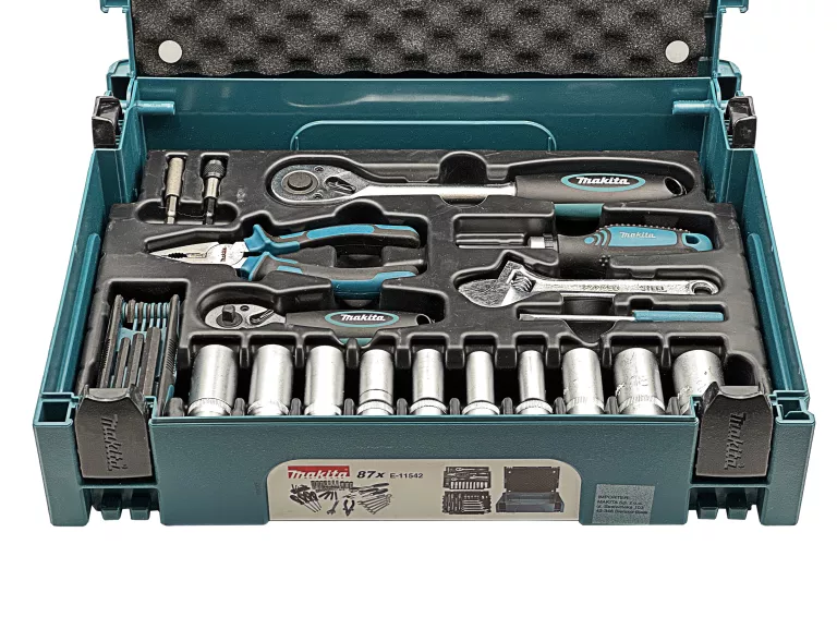 ZESTAW NARZĘDZI RĘCZNYCH KLUCZY NASADOWYCH 87 EL. MAKITA E-11542