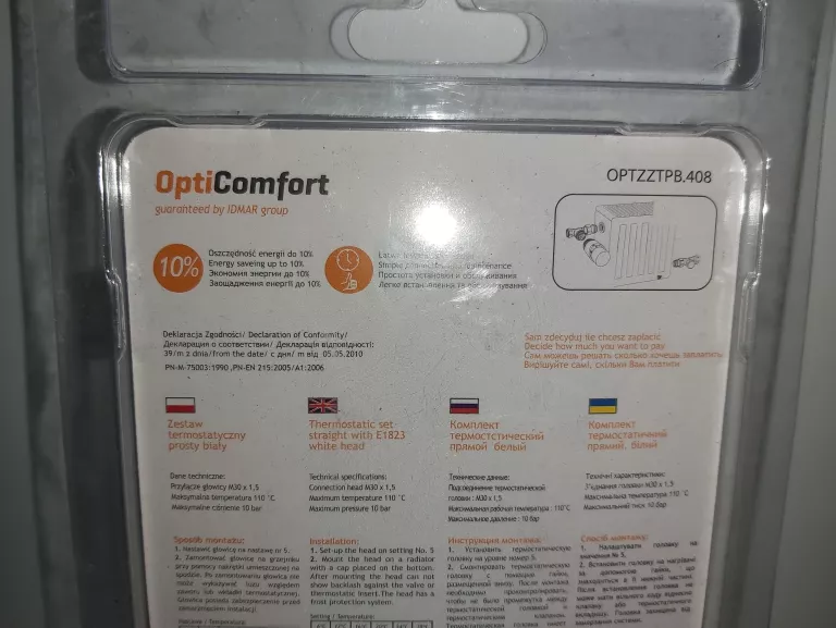 OPTICOMFORT ZESTAW TERMOSTATYCZNY OPTZZTPKB.408 BIAŁY