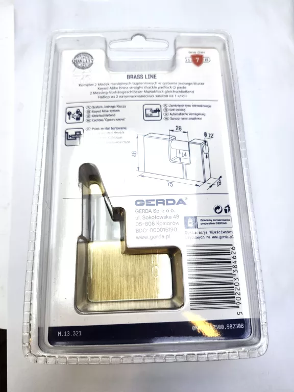 KŁÓDKA TRZPIENIOWA NA KLUCZ GERDA