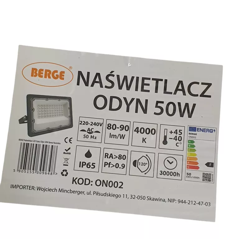 HALOGEN LED NAŚWIETLACZ REFLEKTOR 50W WODOSZCZELNY ZEWNĘTRZNY IP65