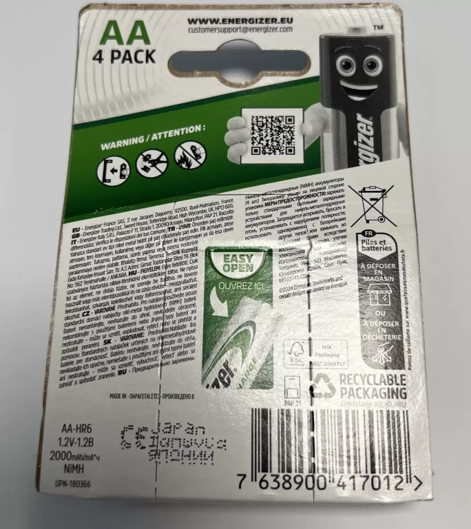 4X AKUMULATORKI ENERGIZER POWER PLUS AA R6 HR6 NH15 1,2V 2000MAH