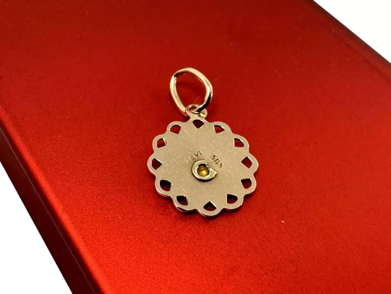 ZŁOTA ZAWIESZKA MATKA BOSKA RÓŻOWE ZŁOTO PR: 585 W: 1,0G ŚRED: 14MM