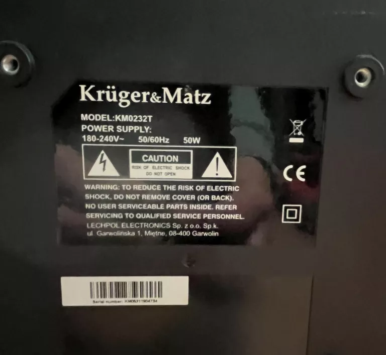 TELEWIZOR KRUGER&MATZ KM0232T 32'' HD READY CZARNY