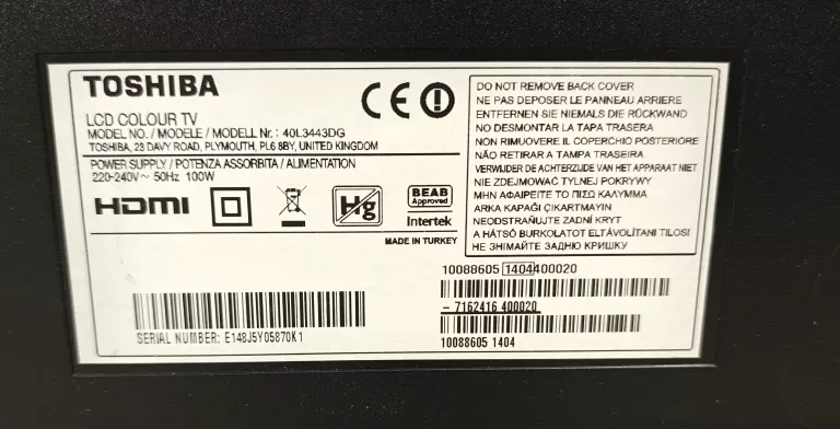 TELEWIZOR TOSHIBA 40" 40L3443DG