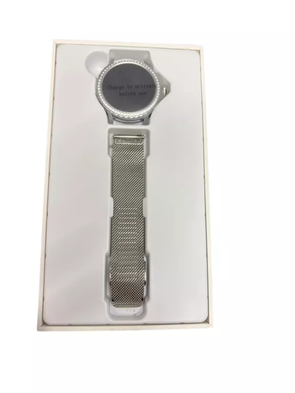 SMARTWATCH DAMSKI NX19 SREBRNA BRANSOLETA I PASEK KOMPLET