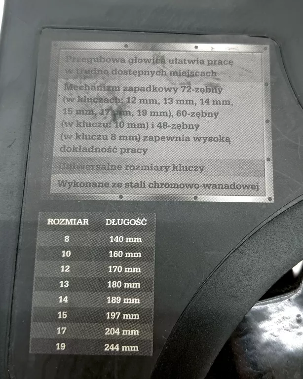 NITEO TOOLS KLUCZ PŁASKO-OCZKOWY Z GRZECHOTKĄ