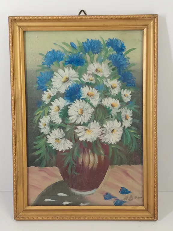 OBRAZ AKRYLOWY MARTWA NATURA DZBANEK Z KWIATAMI 19,5 X 29CM