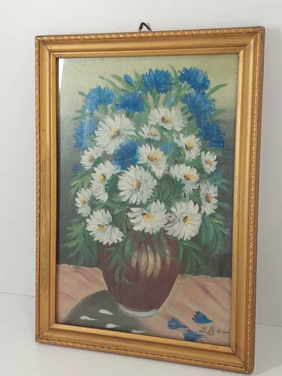 OBRAZ AKRYLOWY MARTWA NATURA DZBANEK Z KWIATAMI 19,5 X 29CM