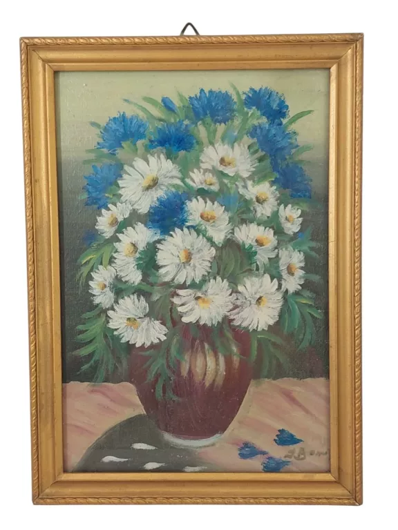 OBRAZ AKRYLOWY MARTWA NATURA DZBANEK Z KWIATAMI 19,5 X 29CM
