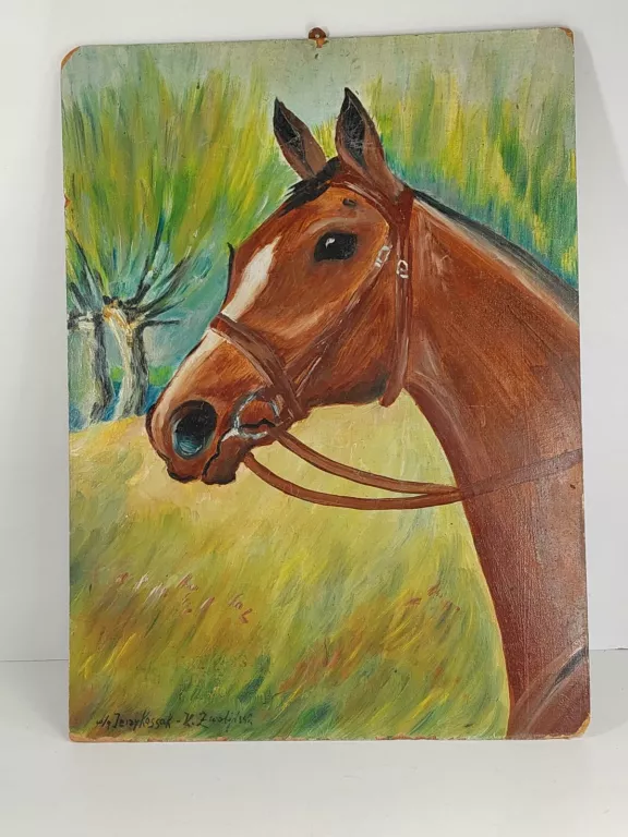 OBRAZ OLEJNY KOŃ OLEJ NA DESCE 34X47CM