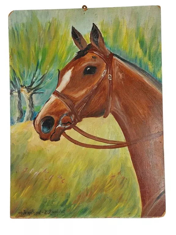 OBRAZ OLEJNY KOŃ OLEJ NA DESCE 34X47CM