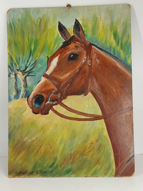 OBRAZ OLEJNY KOŃ OLEJ NA DESCE 34X47CM