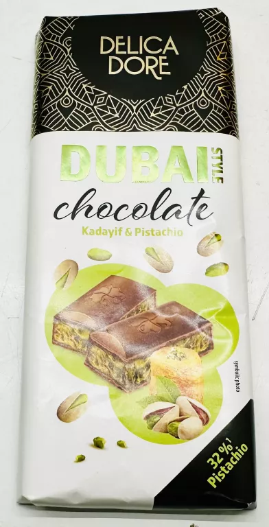 DELICADORE 140G CZEKOLADA DUBAJSKA DUBAI Z PISTACJAMI I KADAYIF/DW:04.2026