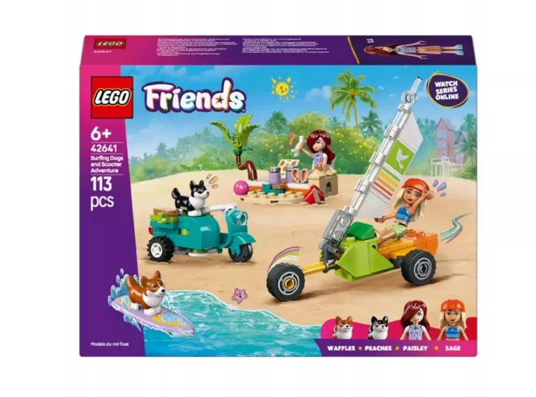 LEGO FRIENDS PRZYGODA Z SURFUJĄCYMI PSAMI I SKUTEREM 42641