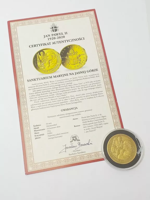 MEDAL NUMIZMAT JAN PAWEŁ II SANKTUARIUM MARYJNE NA JASNEJ GÓRZE