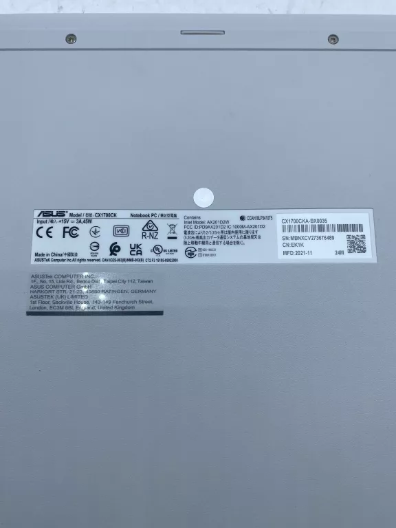 LAPTOP ASUS CHROMEBOOK CX1700CKA