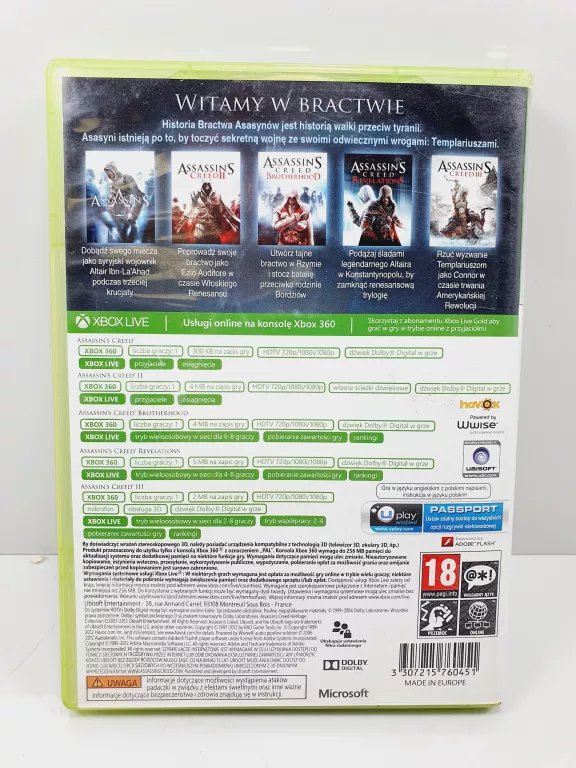 GRA XBOX 360 ASSASSIN'S CREED HERITAGE COLLECTION (BRAK JEDENEJ PŁYTY)
