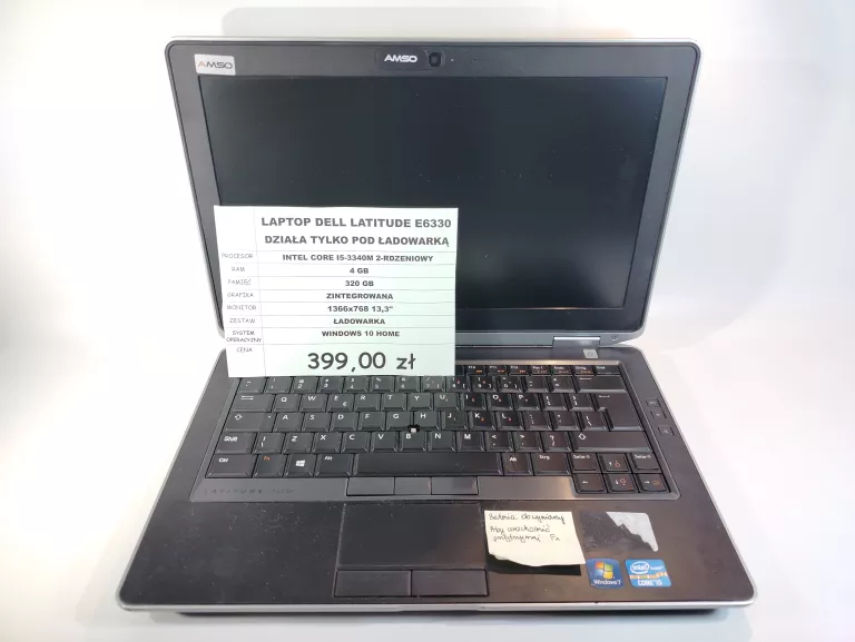 LAPTOP DELL LATITUDE E6330 + ZASILACZ -USZKODZONA BATERIA