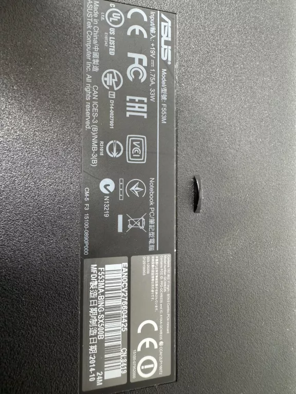 LAPTOP ASUS F553M + ZASILACZ 4GB/1TB