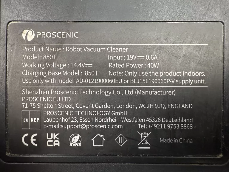 ROBOT SPRZĄTAJĄCY PROSCENIC 850T CZARNY 3000PA MOP WI-FI PILOT