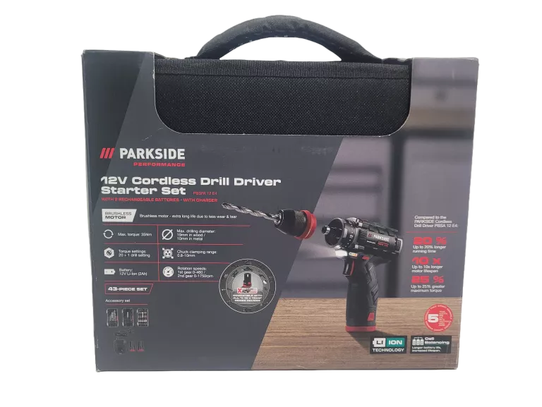 WKRĘTARKA AKUMULATOROWA PARKSIDE MODEL PBSPA 12 E4 ZESTAW JAK NOWY
