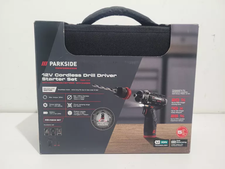 WKRĘTARKA AKUMULATOROWA PARKSIDE MODEL PBSPA 12 E4 ZESTAW JAK NOWY