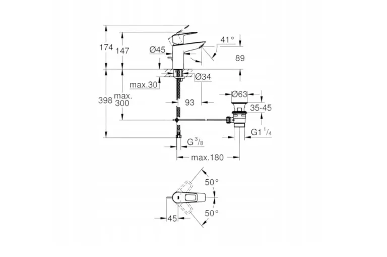 GROHE START LOOP BATERIA UMYWALKOWA ROZMIAR S CHROM 23 349 001