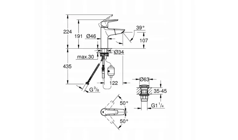 GROHE START LOOP BATERIA UMYWALKOWA ROZMIAR S CHROM 23 349 001